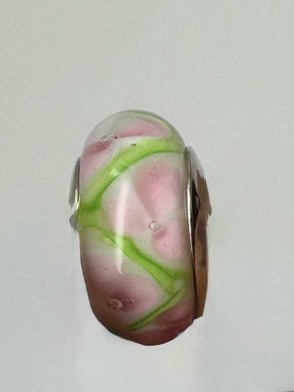 Murano Pink & Green Glass Bead Charm for Pandora Bracelets